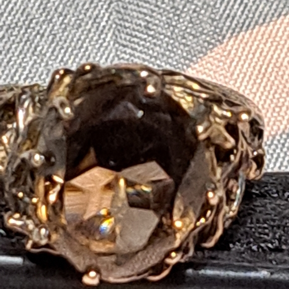 Smokey Quartze Antique 1950's large stone ring .READ all description. - Picture 4 of 12